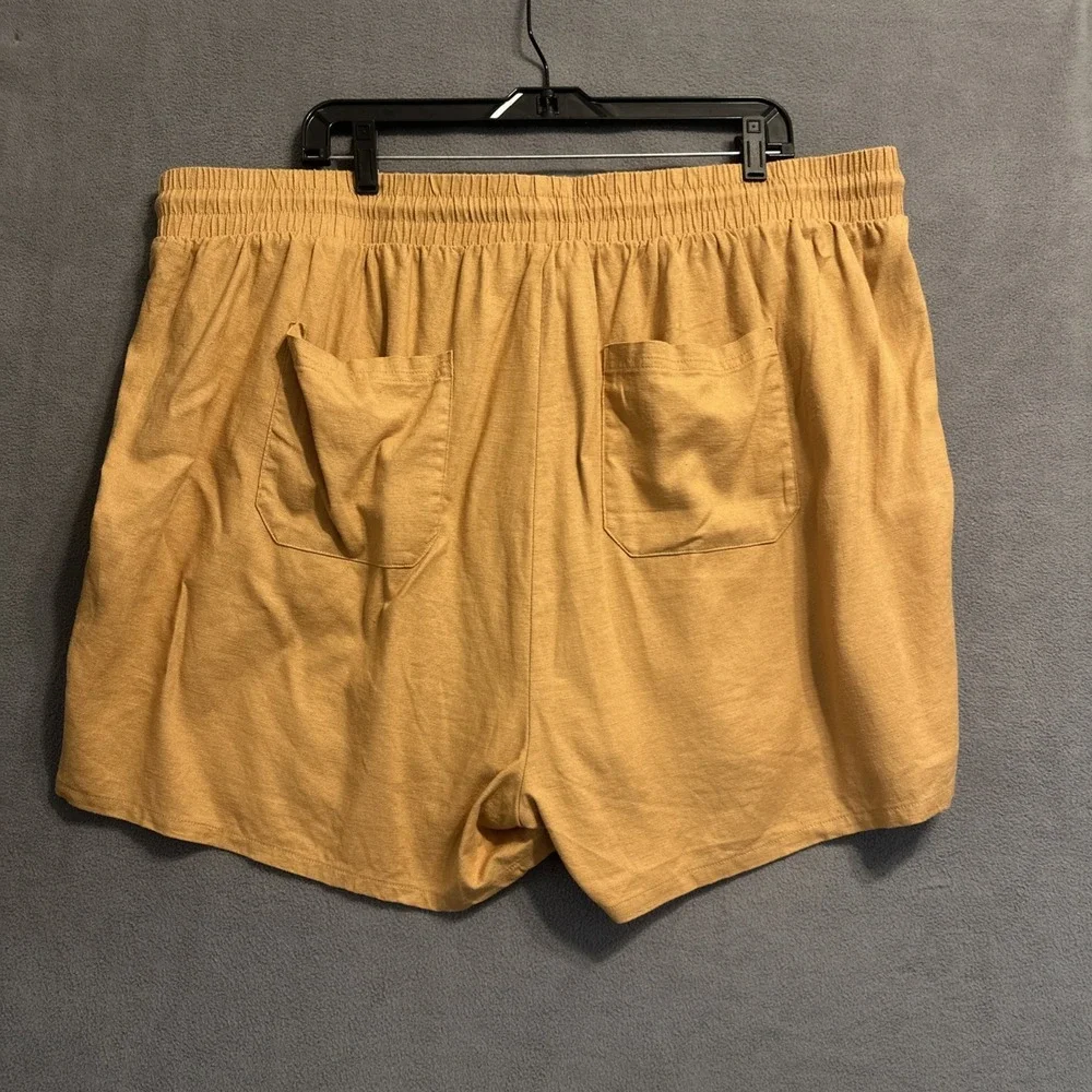NWT Torrid Pull On Stretch Linen Shorts Mid Rise Drawstring Size 3X Biscuit 4" - Picture 4 of 9